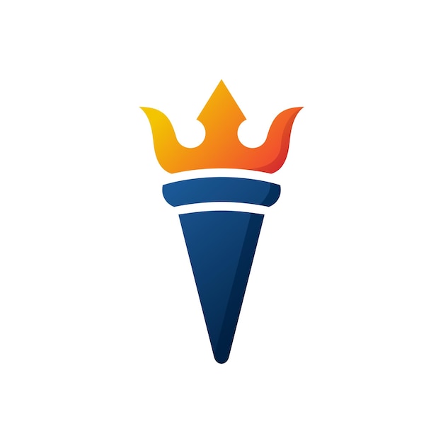 Torch and crown logo design