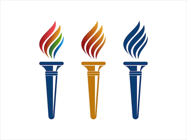 Torch fire flame icon set vector logo illustration