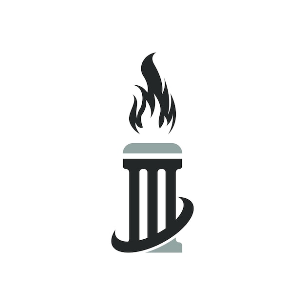 Torch Fire Flame met logo-ontwerp met kolomkolom