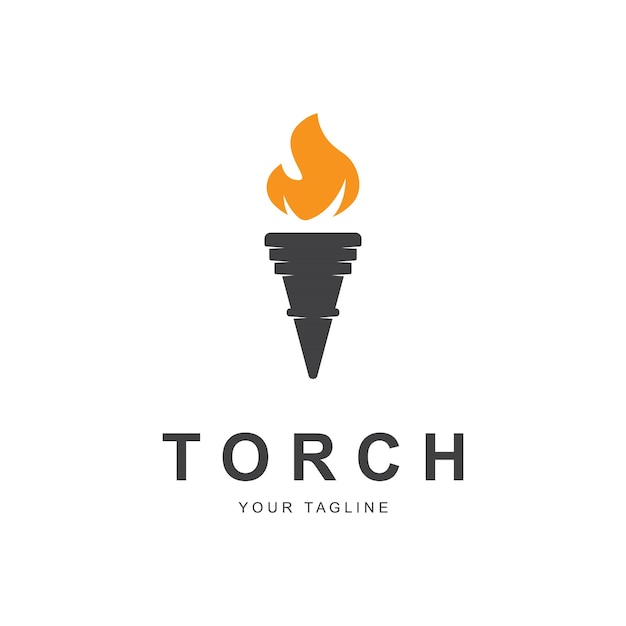 Torch Fire Flame met logo-ontwerp met kolomkolom