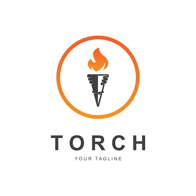 Torch Fire Flame met logo-ontwerp met kolomkolom