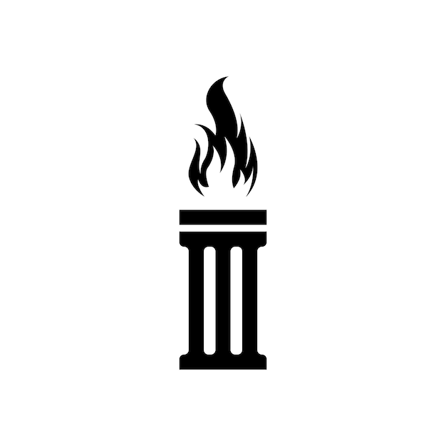 Vector torch fire flame with pillar column logo design