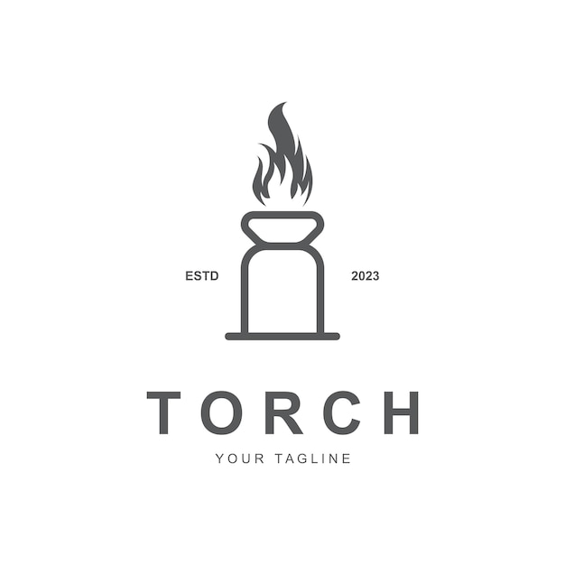 Torch Fire Flame with Pillar column logo design