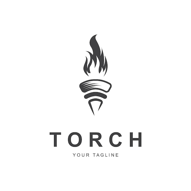 Torch Fire Flame with Pillar column logo design