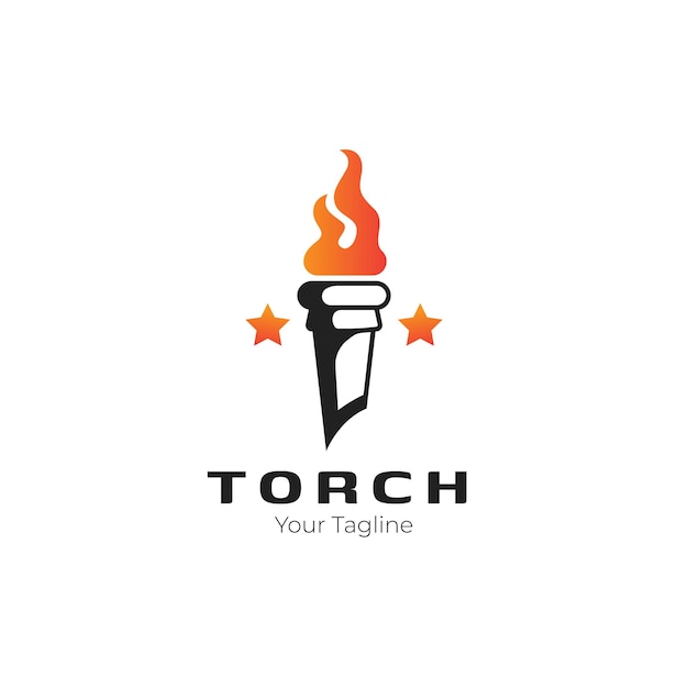 Vector torch and fire logo design template