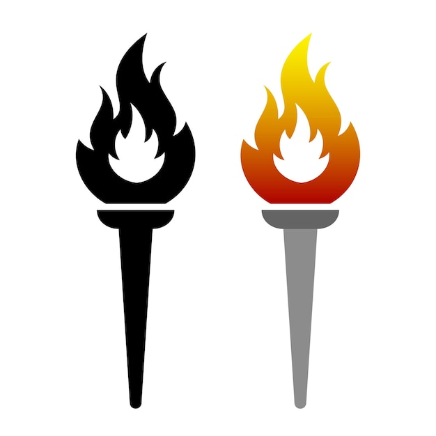 Torch icon Colored and black torch icons isolated on white background