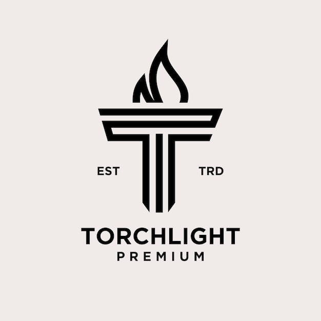 Torch letter t Logo icoon ontwerp illustratie