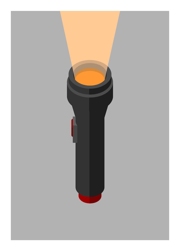 Vector torch light simple flat illustration