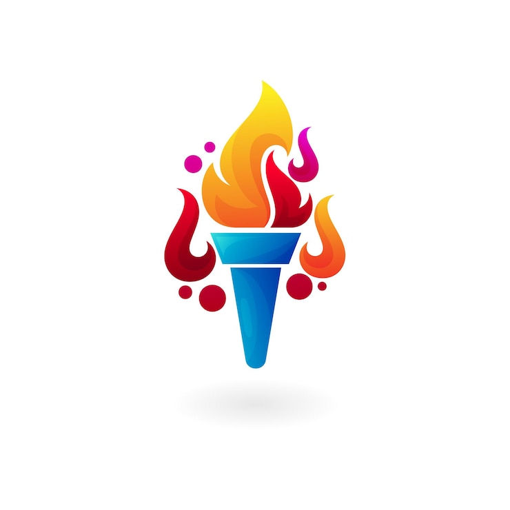 Vector torch logo and 3d colorful design sport icon