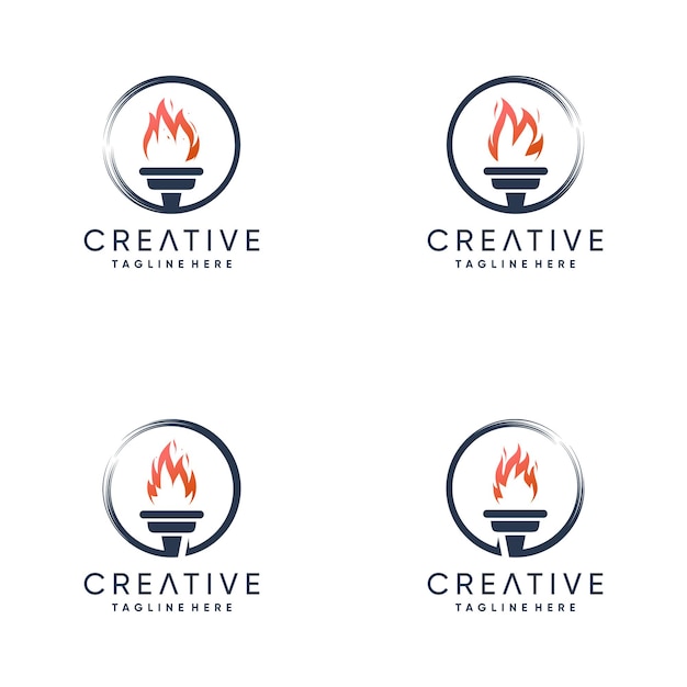 Torch-logo-collectie met modern abstract concept Premium Vector