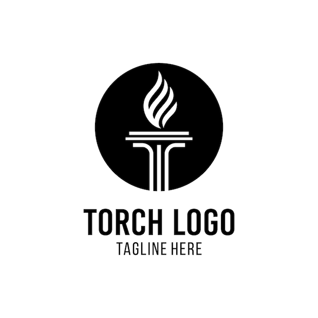 Ispirazione per il design del logo della torcia con l'icona della legge e lo scudo