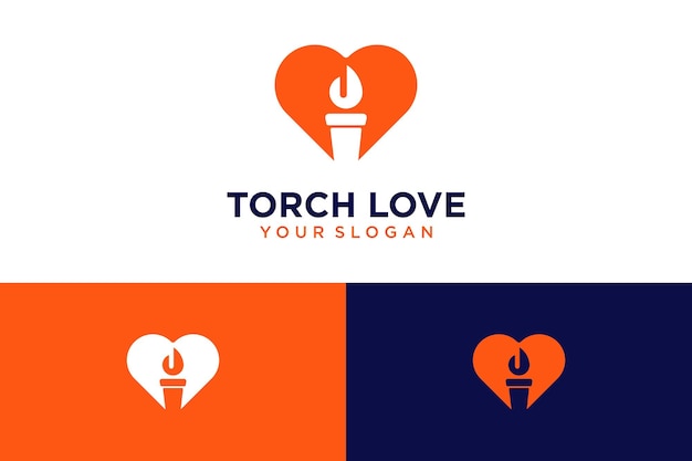 torch logo design with love and fire