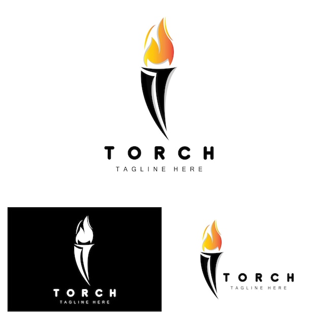 Vector torch logo fire design letter logo product brand icon