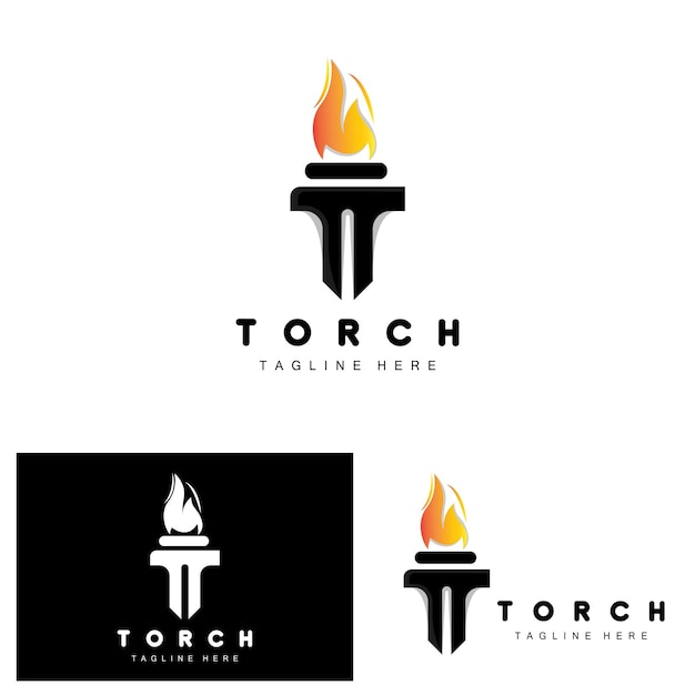 Logo torcia fire design lettera logo prodotto icona del marchio