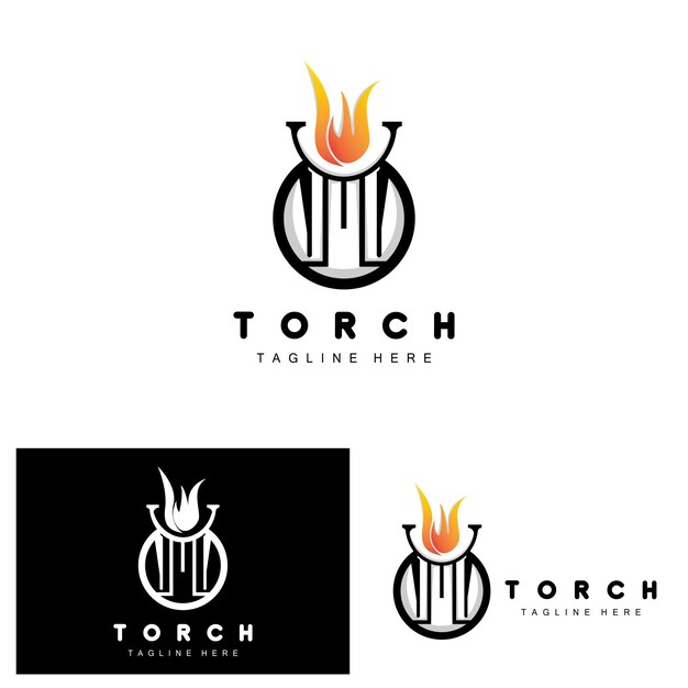 Logo torcia fire design lettera logo prodotto icona del marchio