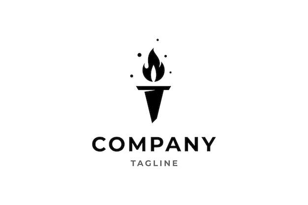 torch logo in flat vector design style