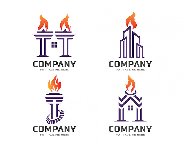 torch logo template collection 