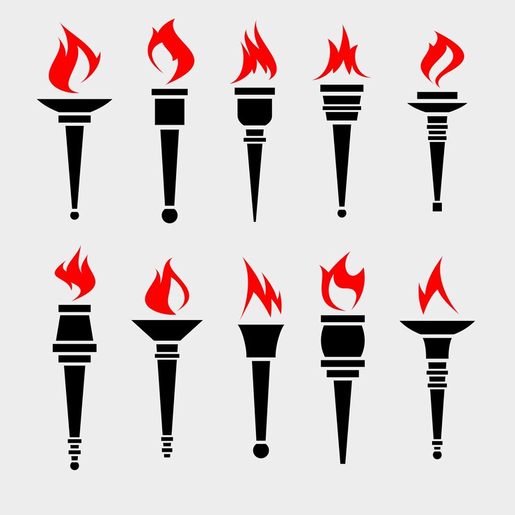 Vector torch set collection icons torch vector