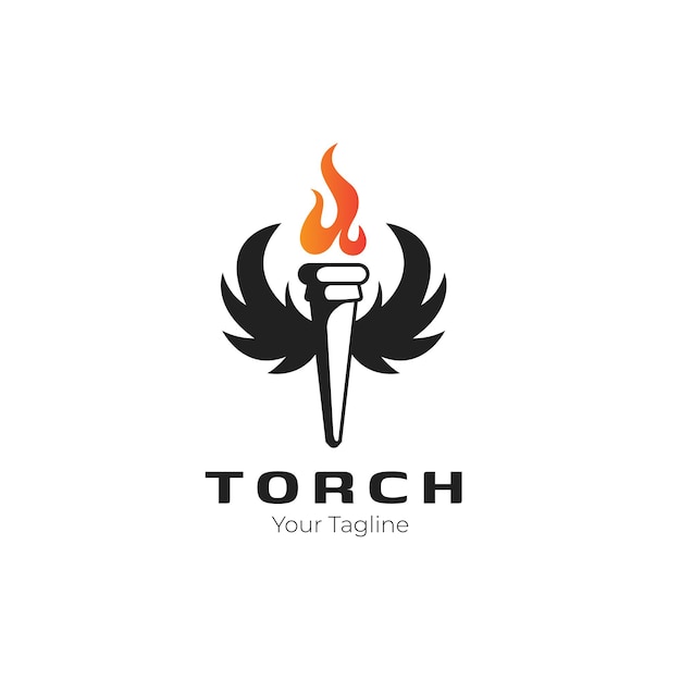 Torch wings and fire logo design