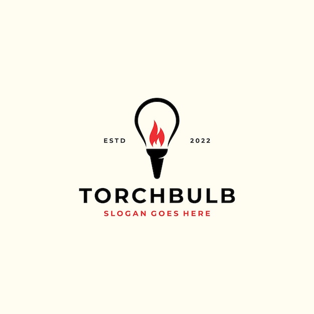 Torch with Light Bulb Logo Design Inspiration