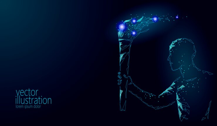 Vector torchbearer hold fire torch athlete run illustration