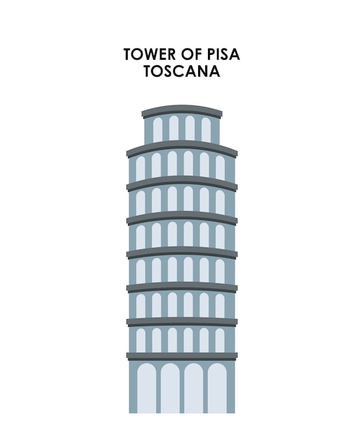 Toren van het pictogram van Pisa. Italië cultuurontwerp. Vector afbeelding