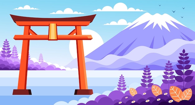 torii gate japanese illustration
