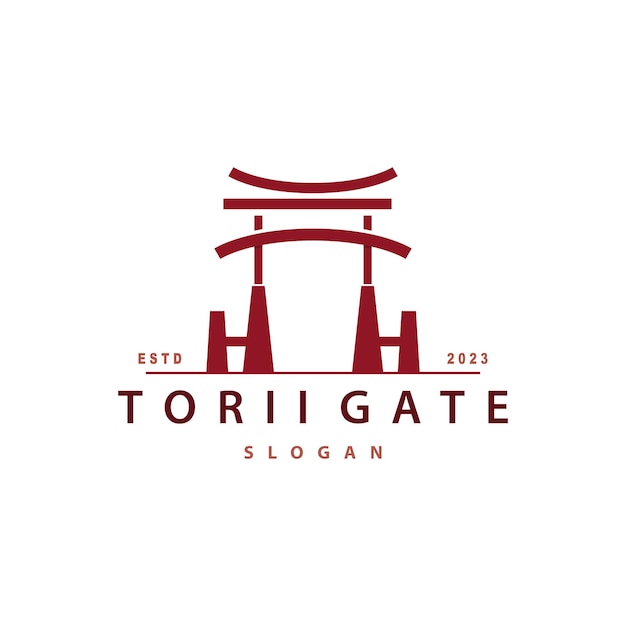 Vector torii gate logo design vector minimalist illustration template
