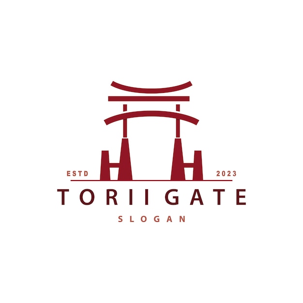 Torii Gate Logo Design Vector Minimalist Illustration Template