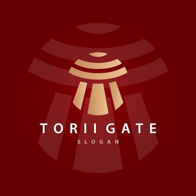 Torii Gate Logo Design Vector Minimalist Illustration Template