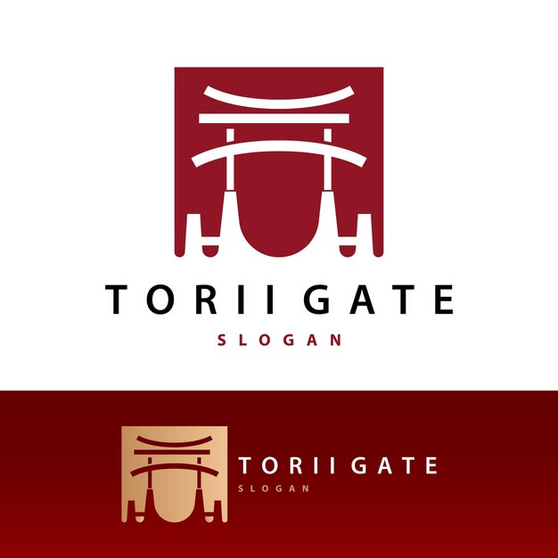 Vector torii gate logo design vector minimalist illustration template