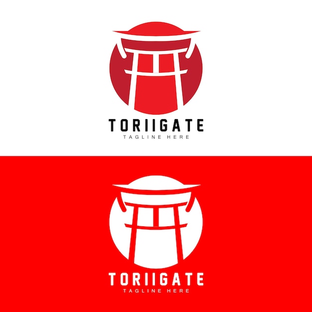 Logo torii gate storia giapponese icona cancello illustrazione cinese vettoriale modello di marchio aziendale di design in legno