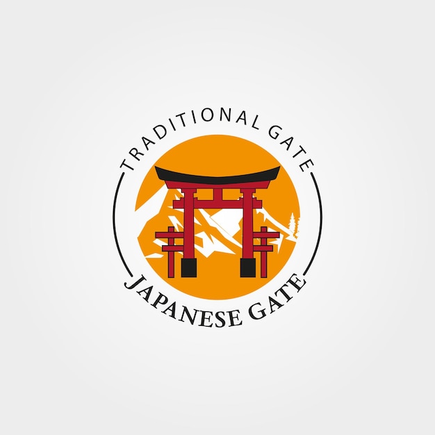 torii gate logo premium design vector vintage en illustratie