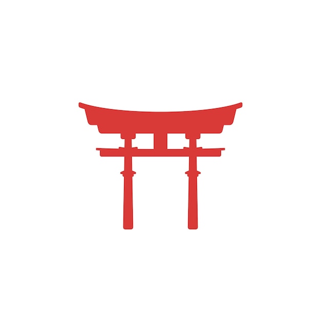 Torii Gate sign. Traditional Japanese landmark illustration.
