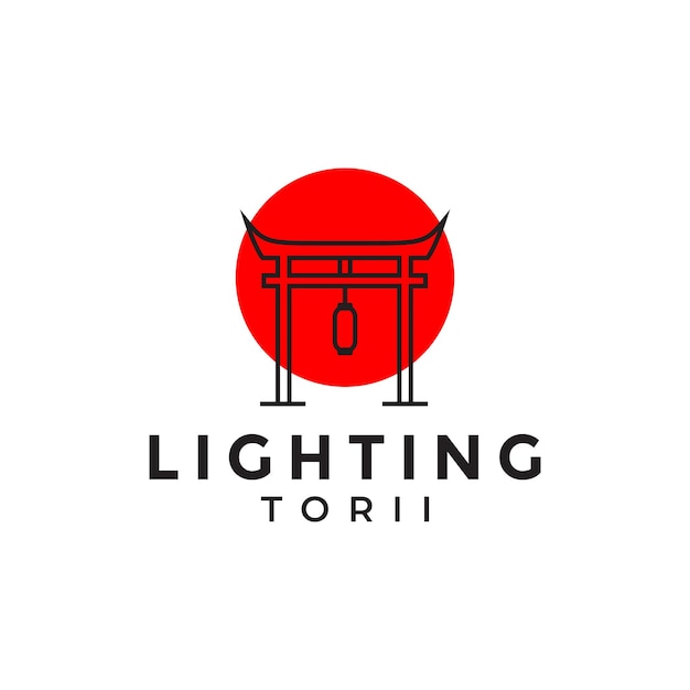 Torii japan gate with lantern logo design vector graphic symbol icon illustration creative idea