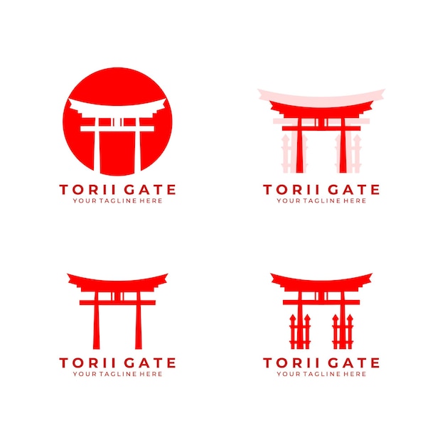 Torii poort logo kunst pictogram vector illustratie ontwerp architectuur cultuur traditionele Japanse instellen