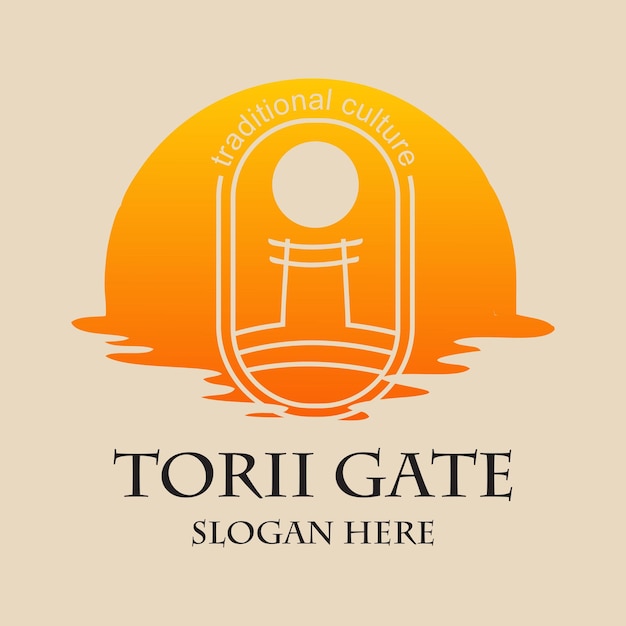 Vector torii poort logo ontwerp eenvoudig concept premium