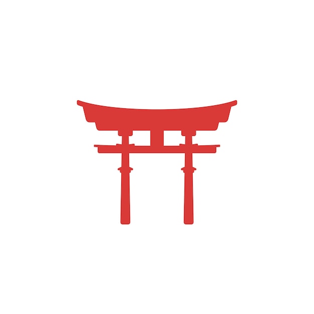 Torii poort teken. Traditionele Japanse oriëntatiepuntillustratie.