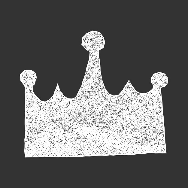 Torn crumpled paper crown silhouette on dark background Jagged edges from notebook sheet gritty