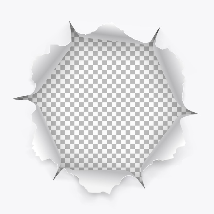 Vector 影のある端が破れた紙の破れた穴