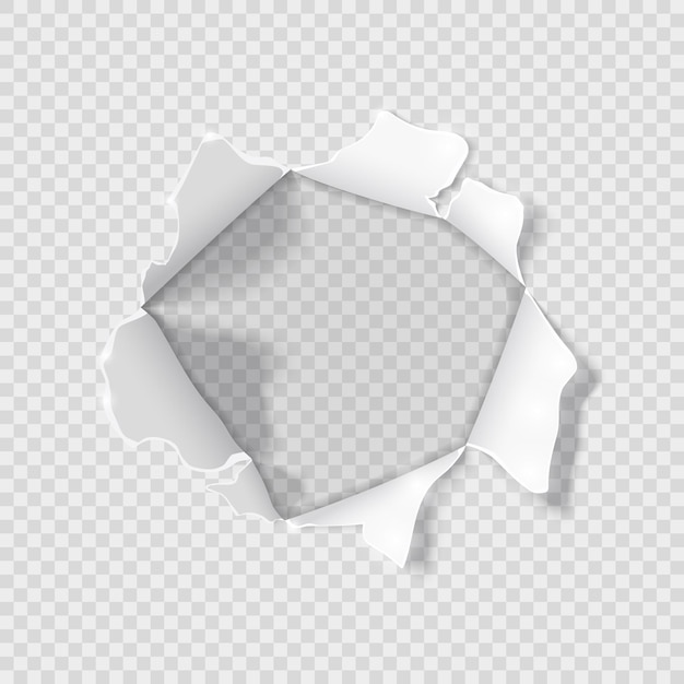 Vector torn hole on a sheet of paper isolated on a transparent background vector illustration