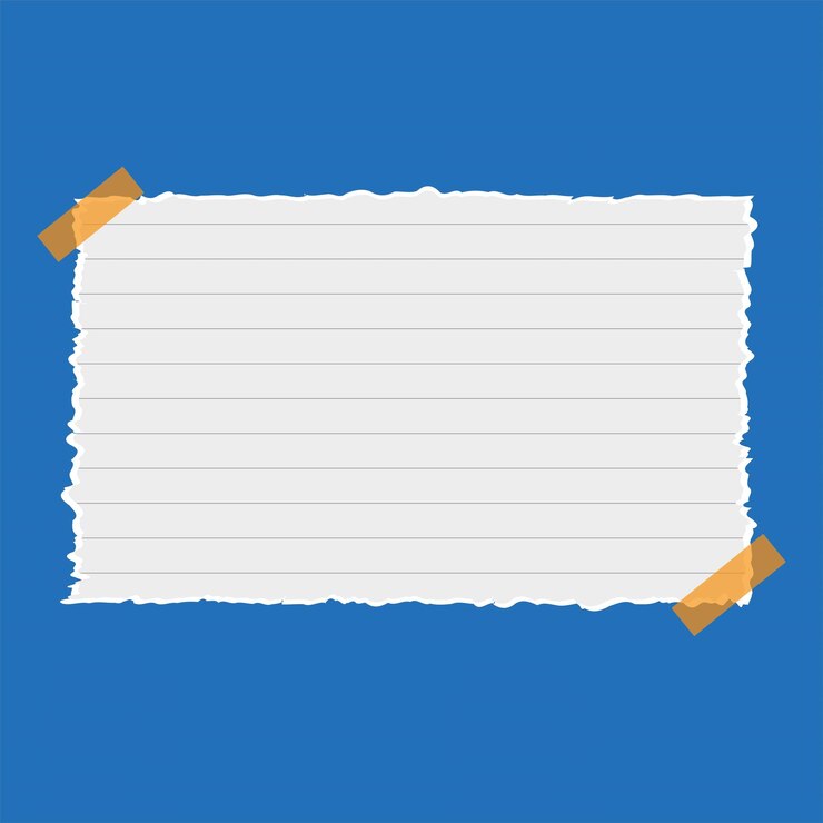 Torn lined paper with tape on a blue background perfect for notes and reminders