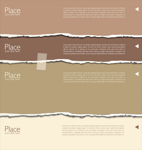 벡터 찢어진 종이 배경 텍스트위한 공간