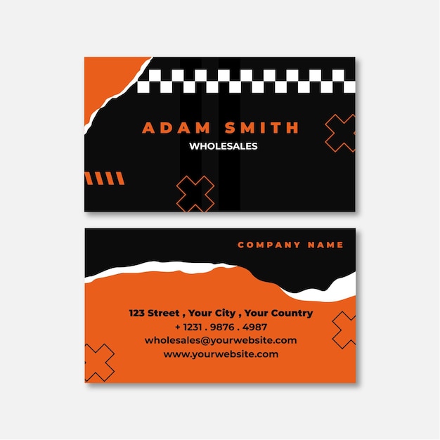 Vector torn paper double-sided horizontal business card