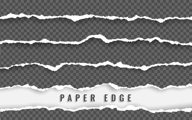 Torn paper edge. torn paper stripes. ripped squared horizontal paper strips.