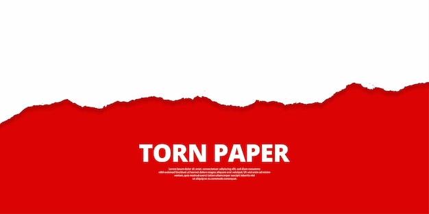 Torn paper red color background banner design