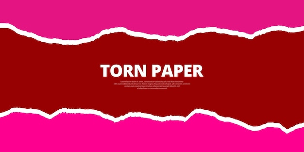 Torn paper two layers Red and pink color background