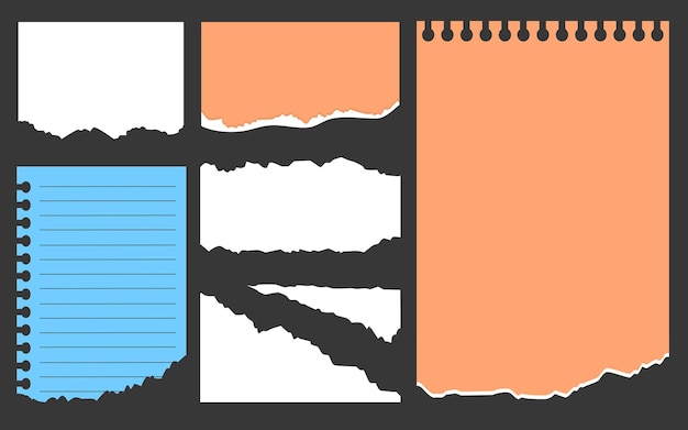 ベクトル 引き裂かれた破れた紙のコレクション