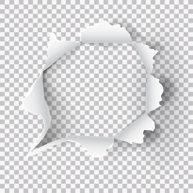 Premium Vector  Torn ripped paper hole on transparent background