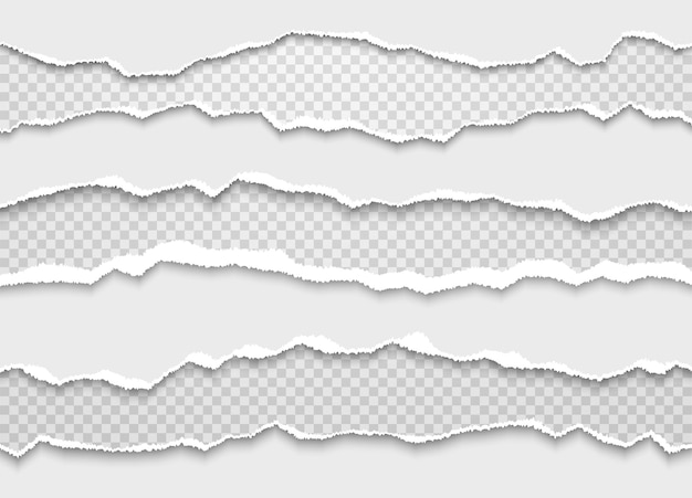 細かく描かれた白紙と灰色の紙の切り裂き 柔らかい影のベクトルイラスト